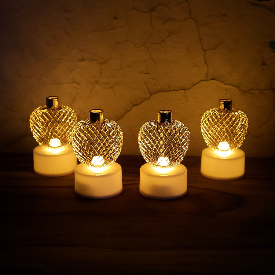Apple LED Tealight Candles – Flameless Festive Glow (Set of 4)