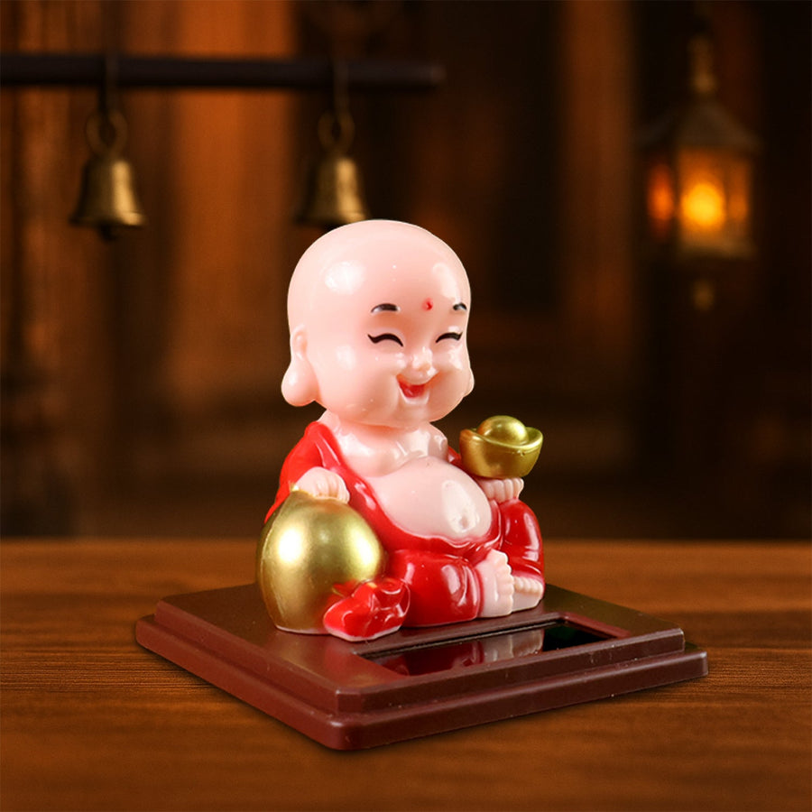 Solar Buddha Car Ornament – Moving Head Dashboard Decor | PowerXpert