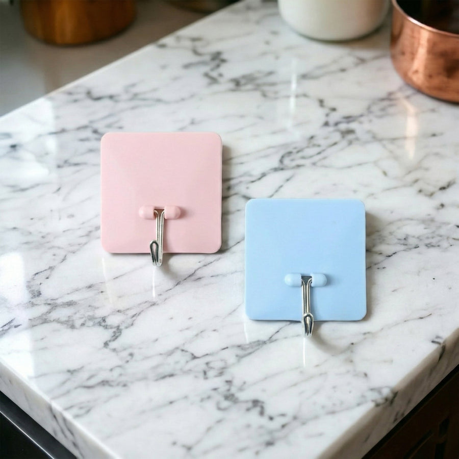 Self-Adhesive Wall Utility Hooks – Heavy-Duty Square Set (2 Pc)
