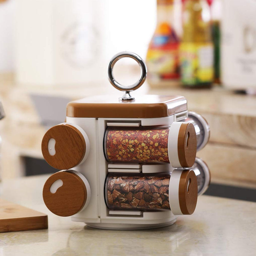 Plastic Spice Rack – 8-Jar Revolving Organizer | Ganesh Storewell