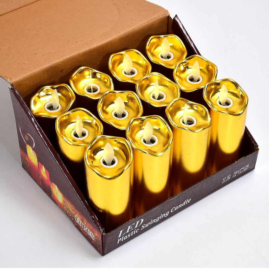Flickering LED Candles (12 pcs) – Realistic Flame Decor | JubileeJoy