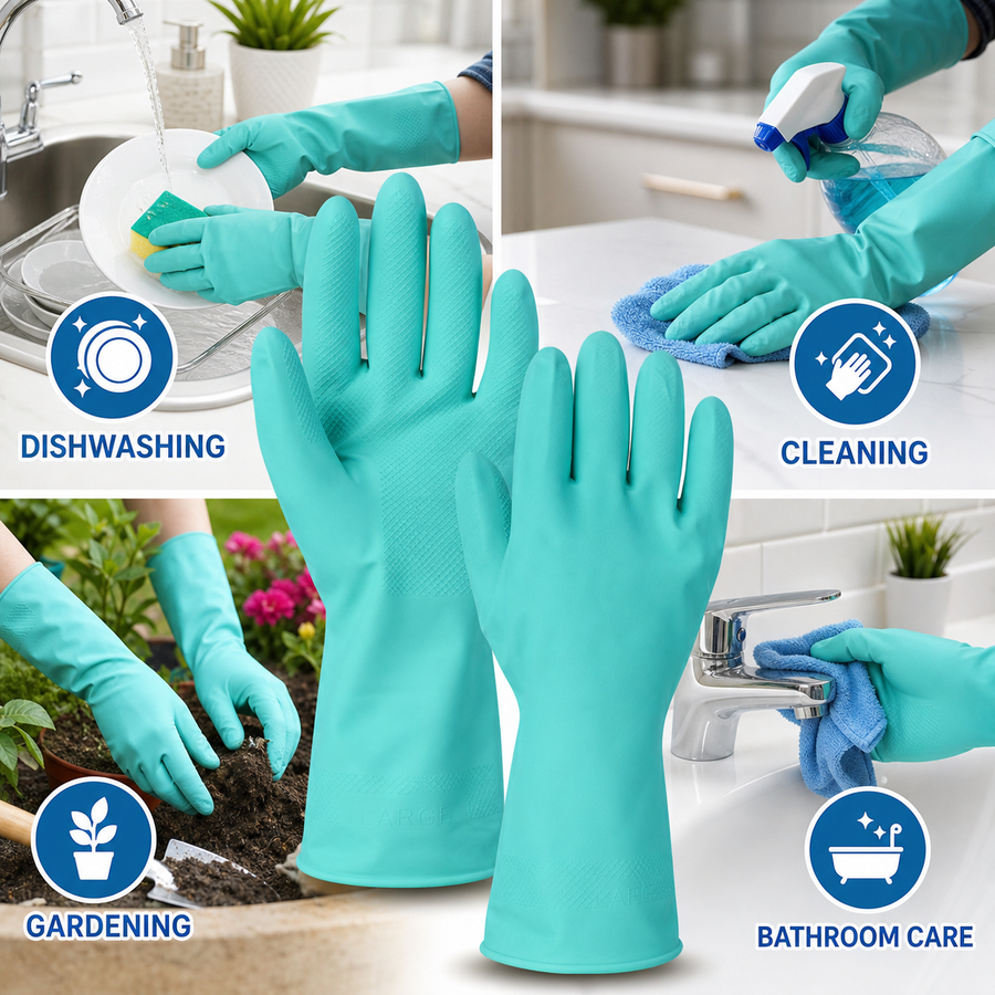 Large Victor Green Rubber Gloves – Reusable & Waterproof for Kitchen