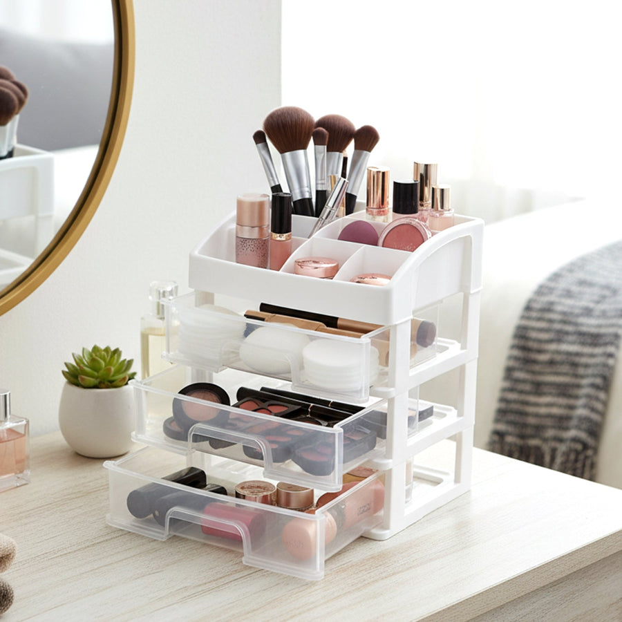 3 Layer Desktop Storage Organizer – Transparent Sliding Drawers
