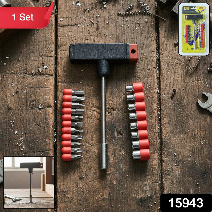 T Handle Screwdriver Set – 20-in-1 Interchangeable Heads Kit