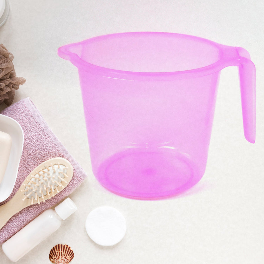 Plastic Bath Mug – 1200ML Transparent Mix Colour (Set of 5) | Mini Bubbles