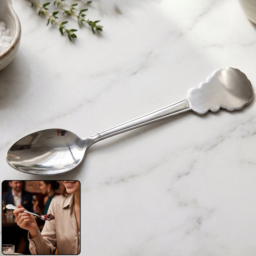 Stainless Steel Carved Handle Dinner Spoon – Elegant Design for Dining