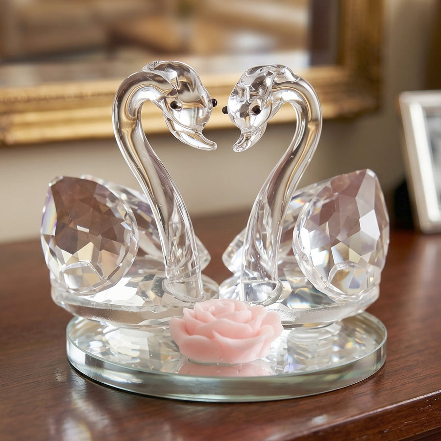 Crystal Swan Pair Showpiece – Elegant Decorative Gift for Love