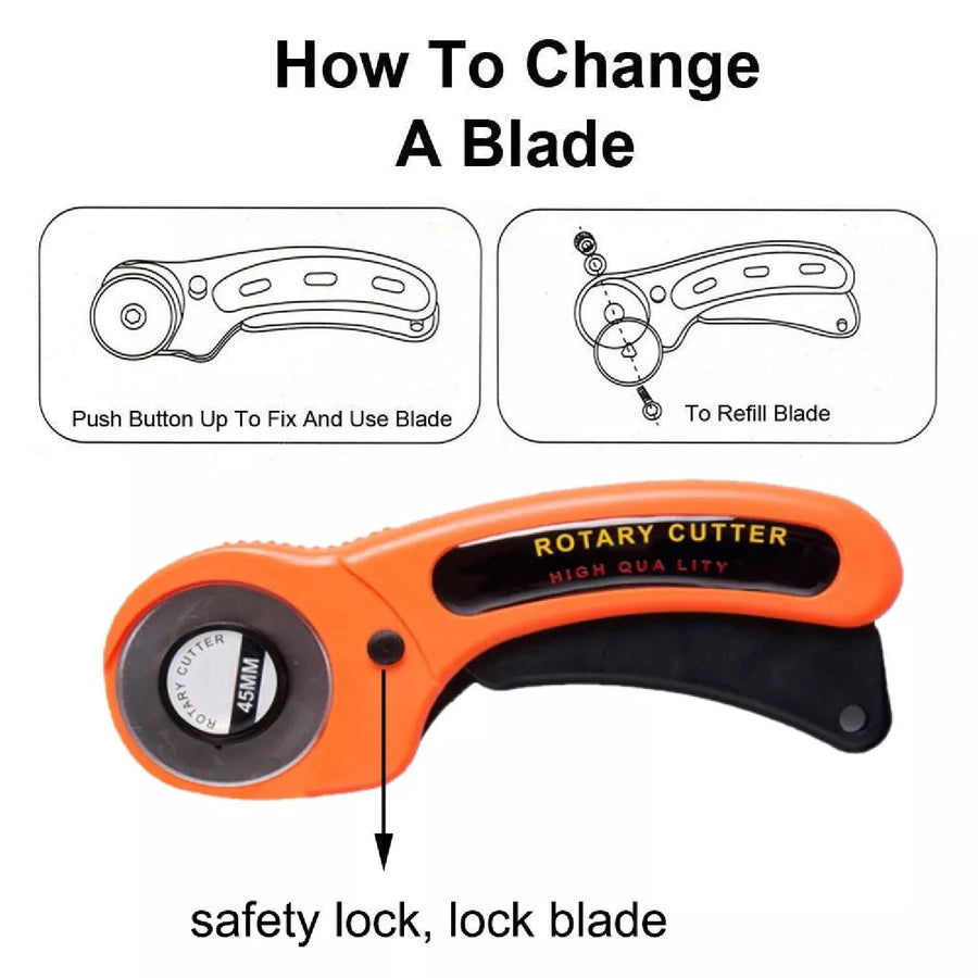 45mm Rotary Cutter – Heavy Duty Fabric & Craft Precision