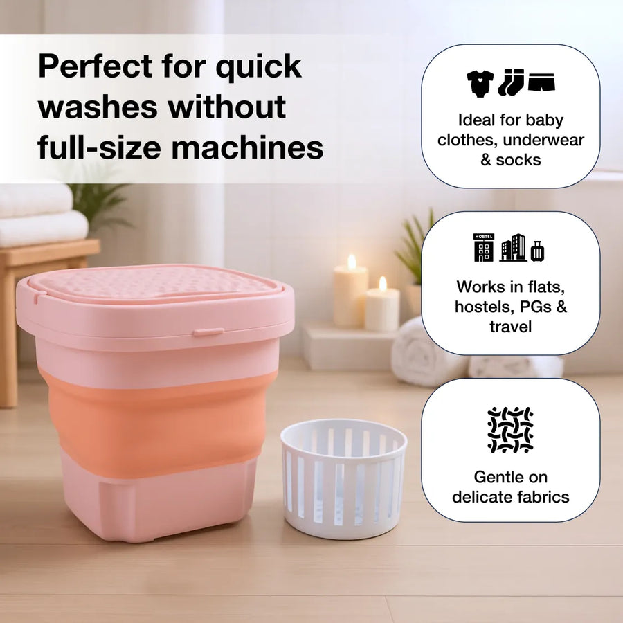 Portable Washing Machine – Foldable Mini Washer | Velvet Wipe