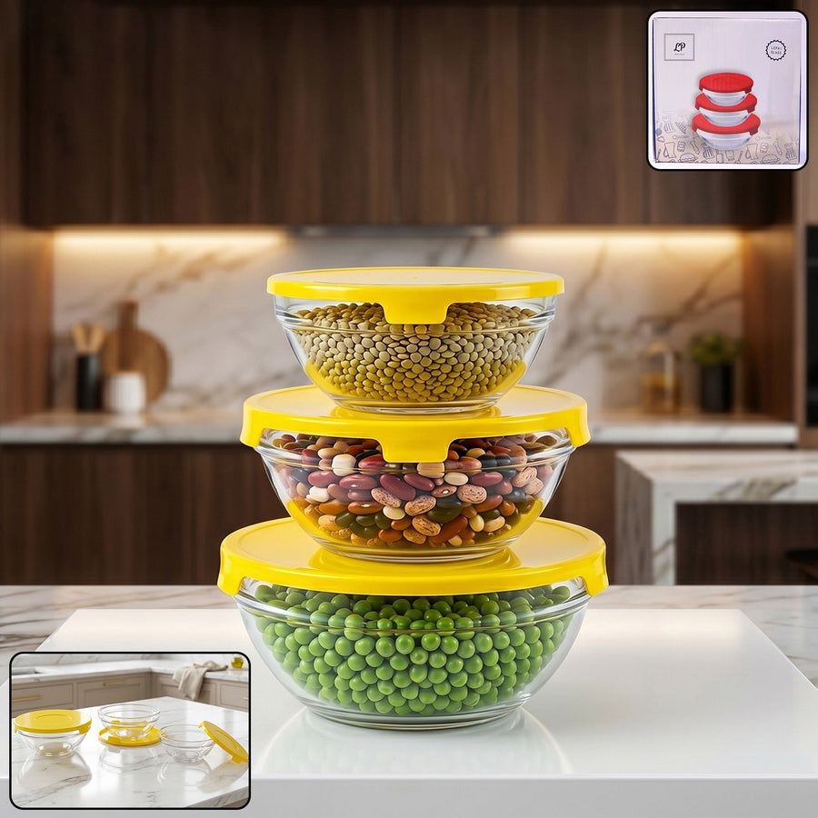 Glass Bowl Set with Lids – Versatile Kitchen Storage & Serving