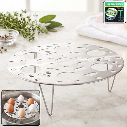 Stainless Steel Round Egg Steamer Rack Folding Trivet Stand for Pot (1 Pc)