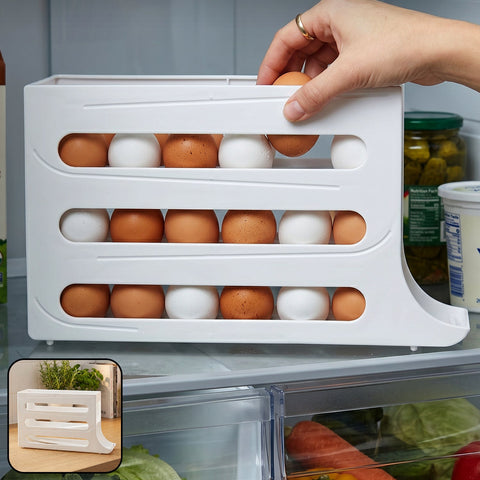 Plastic Egg Storage Organizer – Space-saving fridge tray for neat kitchen organization