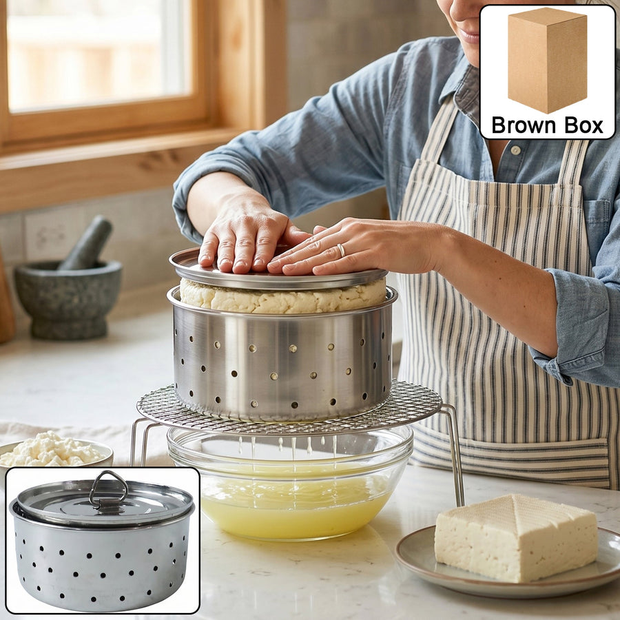 Stainless Steel Paneer Maker Mould with Lid for Cheese and Tofu Pre...