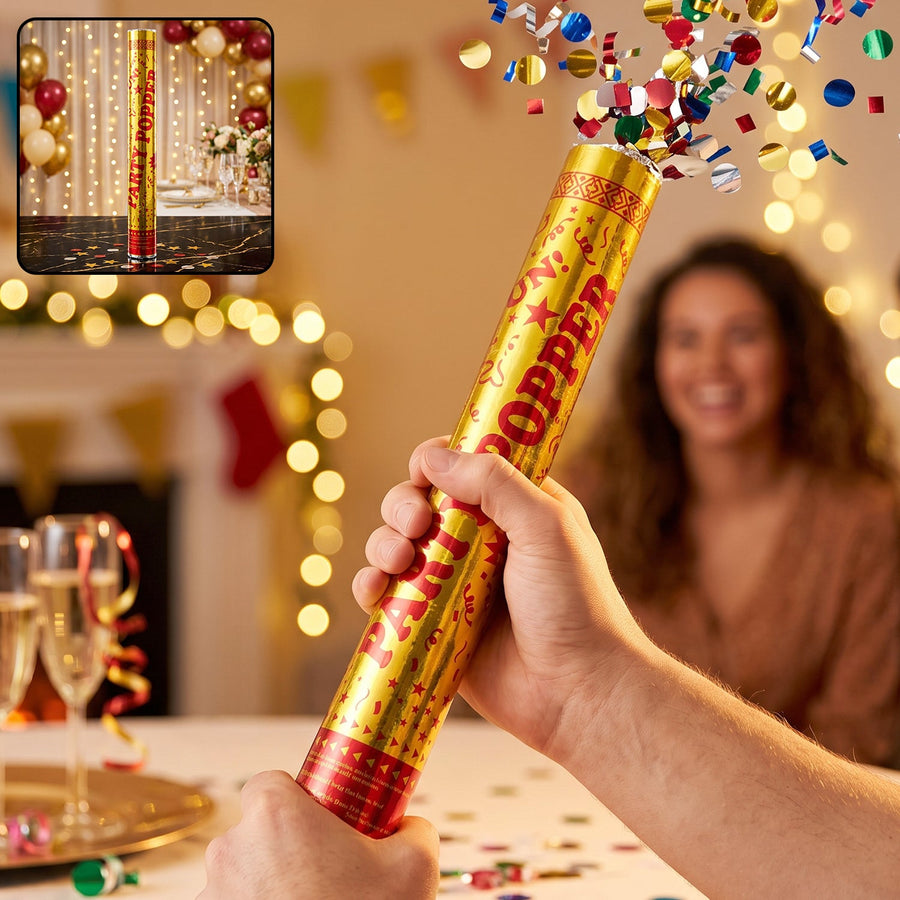 Golden Party Popper Confetti Cannon Shooter for Birthday and Celebr...