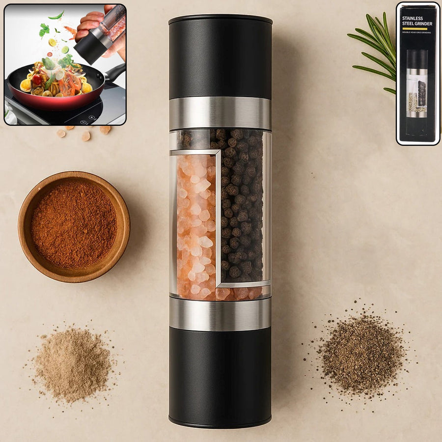 Salt and Pepper Grinder – 2-in-1 Stainless Steel Manual Spice Mill