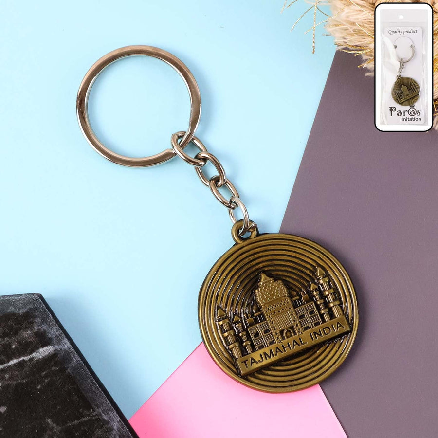 Taj Mahal Souvenir Keychain – Antique Brass Finish Durable Metal