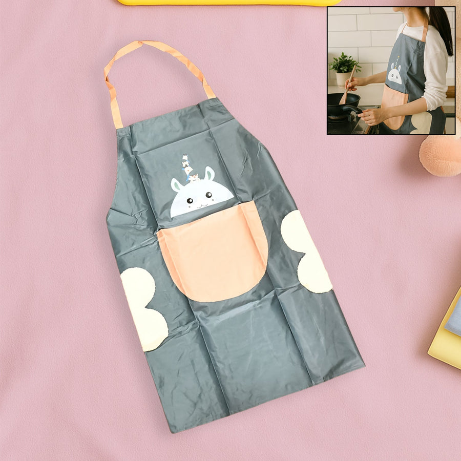 Cartoon Animal Kitchen Apron – Durable with Front Pocket