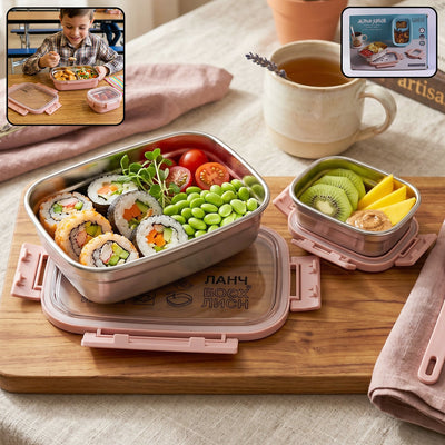 Kids Stainless Steel Lunch Box Set – Leak-Proof & Durable