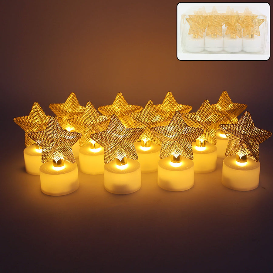 LED Star Candles – Set of 12 Flameless Decorative Tealights